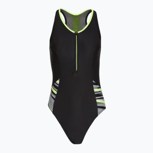 Speedo Reflect Wave schwarz/grüner einteiliger Badeanzug für Damen