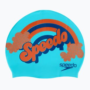 Speedo Slogan Print Kinder Badekappe blau/navy