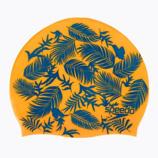 Speedo Slogan Print orange/blau Kinder Badekappe