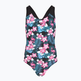 Speedo Allover Splashback blau/rosa einteiliger Badeanzug für Kinder