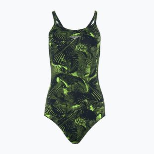 Badeanzug Damen Speedo Allover Fixed Crossback black / atomic lime