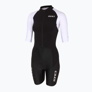 Triathlon-Anzug Damen ZONE3 Lava Long Distance Full Zip SS Aero Suit black/white/green
