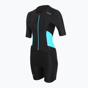 Triathlon-Anzug Damen ZONE3 Activate SS Full Zip Trisuit black/turquoise