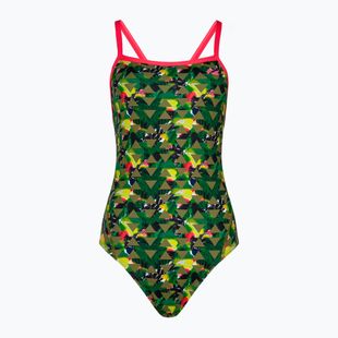 Einteiliger Damen-Badeanzug ZONE3 High Jazz 3.0 Strap Back khaki