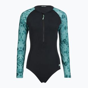 Damen-Einteiler Badeanzug ZONE3 Long Sleeve teal tie dye