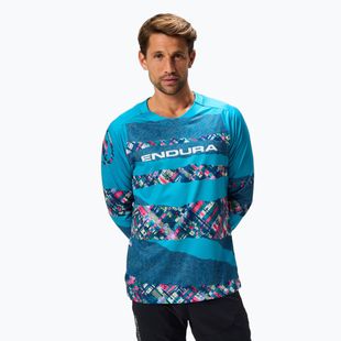 Herren Endura Patchwork Ltd Gedruckt barra blau Radfahren Longsleeve