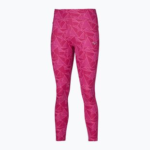 Damen-Laufleggings Mizuno 7/8 bedruckt pink peacock