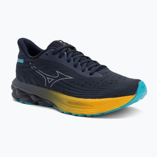 Herren Laufschuhe Mizuno Wave Skyrise 6 odyssey grau/icelandic blau/zitrus