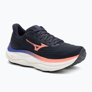 Damen Laufschuhe Mizuno Wave Sky 9 odyssey grau/striking coral/iris bloom