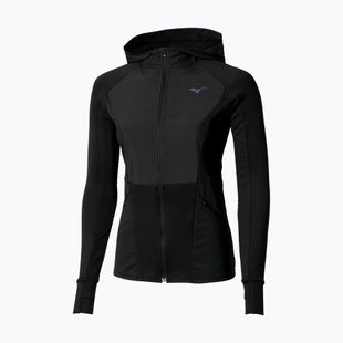 Damen Laufjacke Mizuno Active Warm Hybrid Full Zip Hooded schwarz