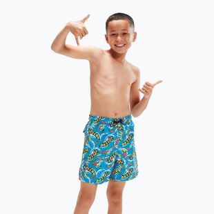 Bedruckte 15"-Wassershorts für Kinder Bolt/hellgelb/salso/grüne Schwimmshorts