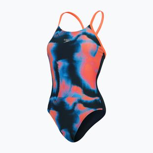 Damen-Badeanzug Speedo Allover Fixed Crossback true navy/siren red/punch blue