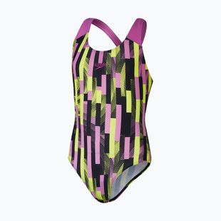 Speedo Digital Allover Splashback schwarz/kiki pink/lemon drizzle einteiliger Badeanzug für Kinder