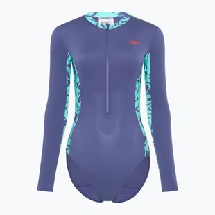 Einteiler Badeanzug Damen Speedo Long Sleeve Panel hapuna blue
