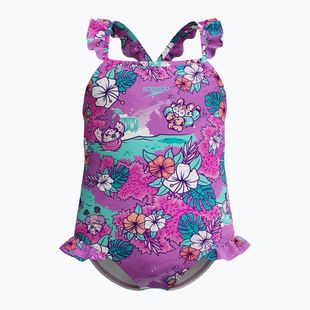 Einteiler Badeanzug Kinder Speedo Learn To Swim Printed Frill Thinstrap neon violet