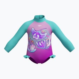 Speedo Digital Long Sleeve Frill diva einteiliger Badeanzug für Kinder