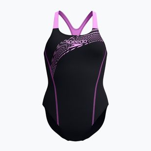 Damen Badeanzug Speedo Medley Logo Medalist neon violet