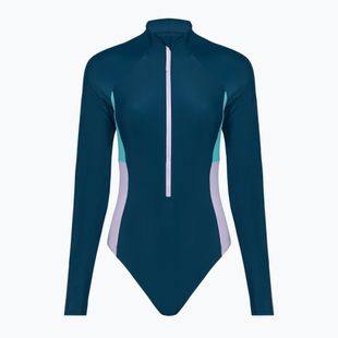 Speedo einteiliger Badeanzug Zip Colorblock dunkelgrün