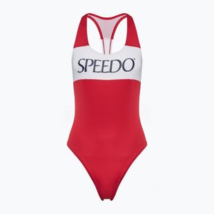 Speedo Colourblock Racerback Damen Badeanzug einteilig hohes Risiko rot