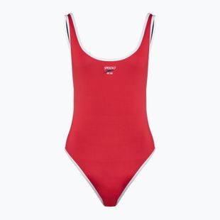 Speedo Damen einteiliger Badeanzug Solid Bound Scoop hohes Risiko rot