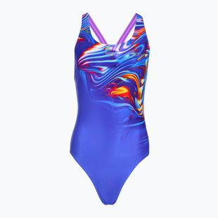 Badeanzug Damen Speedo Placement Digital Powerback molten blend/cobalt pop