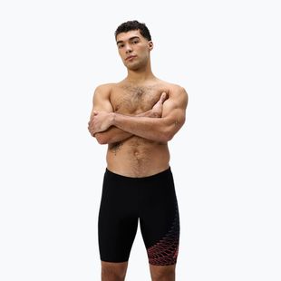 Herren-Schwimmjammer Speedo Medley Logo Jammer schwarz/neonkoralle