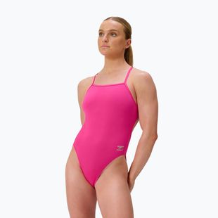 Damen-Einteiler Badeanzug Speedo FL Solid V-Back flare pink
