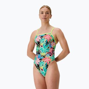 Damen-Einteiler Badeanzug Speedo FL Printed V-Back tropicana/schwarz