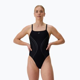 Damen-Einteiler Badeanzug Speedo Printed Active Back schwarz
