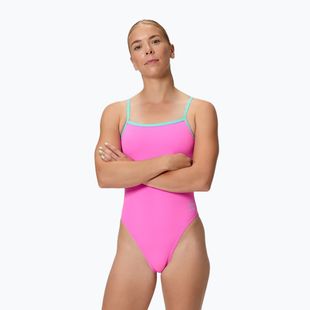 Damen-Badeanzug Speedo FL Solid V-Back 2.0 neon flamingo