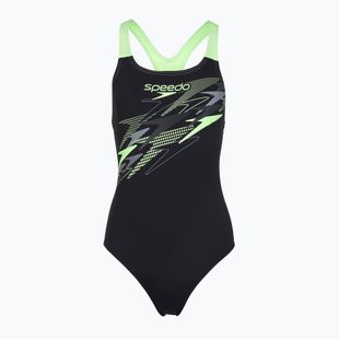 Damen-Einteiler Badeanzug Speedo Medley Logo Medalist anthracite/clover