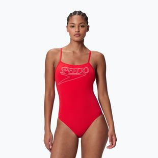 Einteiliger Damen-Badeanzug Speedo Endurance+ Logo Thin Strap high risk red
