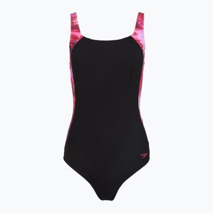 Damen-Einteiler Badeanzug Speedo Shaping LunaLustre Printed anthracite/ruby
