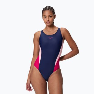 Damen-Einteiler Badeanzug Speedo Colourblock 2.0 peacoat/pink