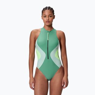 Damen-Badeanzug Speedo Ocean Flex Zip fortune green/pale clover