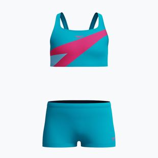 Zweiteiliger Kinder-Badeanzug Speedo Hyperboom Butterfly Back Mayan Blue/Margarita Pink
