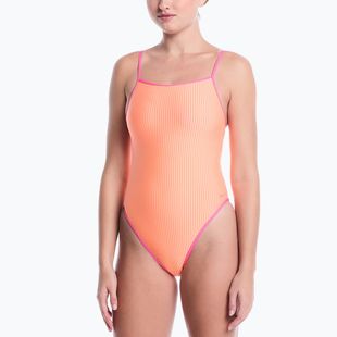 Damen Badeanzug Nike Ocean Bound Ripple Texture Square Neck pink glow