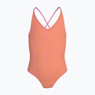 Kinder Badeanzug Nike Ocean Bound Ripple Texture Lace Up pink glow