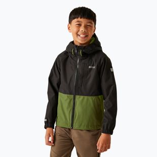 REGATTA Hanleigh II Kinder Regenjacke schwarz/nephritgrün/grenoblegrün
