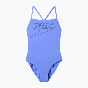 Damen-Einteiliger Badeanzug Speedo Endurance+ Logo Thin Strap Mondlicht Lavendel