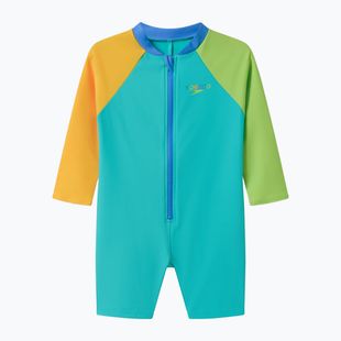 Kinder Badeanzug Speedo Colorblock Zip LS aqua breeze