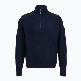Herrenpullover Dovre Ribbed Knit Half Zip navy