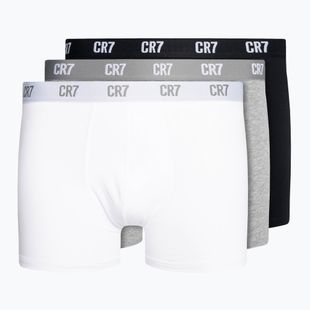 Men's CR7 Basic Trunk Boxershorts 3 Paar weiß/grau melange/schwarz