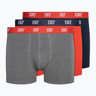 Herren CR7 Basic Trunk Boxershorts 3 Paar grau melange/rot/navy