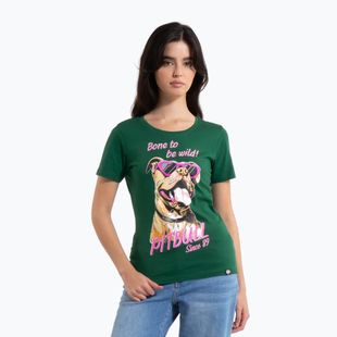 Shirt Damen Pitbull Synglasses Dog leaf green