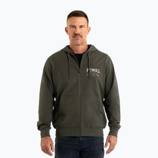 Herren Pitbull Troublemaker Sweatshirt mit Kapuze und Reißverschluss altgrün