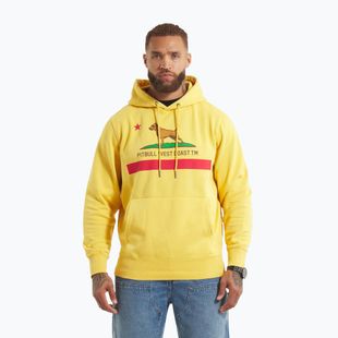 Hoodie Sweatshirt Herren Pitbull California Flag Hooded Sweatshirt washed yellow