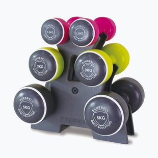 Kurzhantel-Set mit Ständer Body Sculpture Smart Bw 108T 19 kg pink/yellow/black