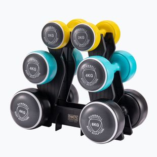 Kurzhantel-Set mit Ständer Body Sculpture Smart Bw 108Dt 24 kg yellow/blue/black