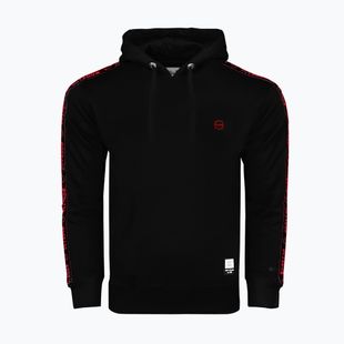 Herrenpullover Octagon Stripe Hoodie black/red